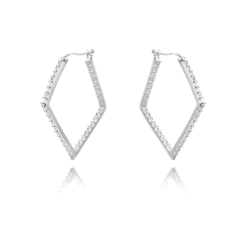 Hoop Earrings Geometric Inside Outside Gemstones