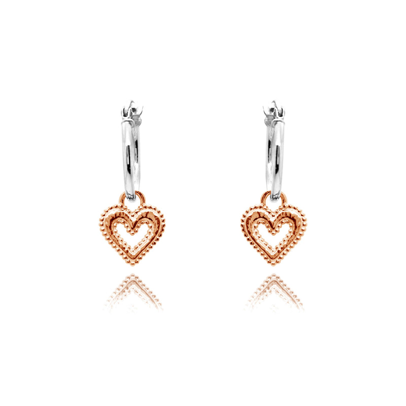 Open Heart Charm Hoop Earrings