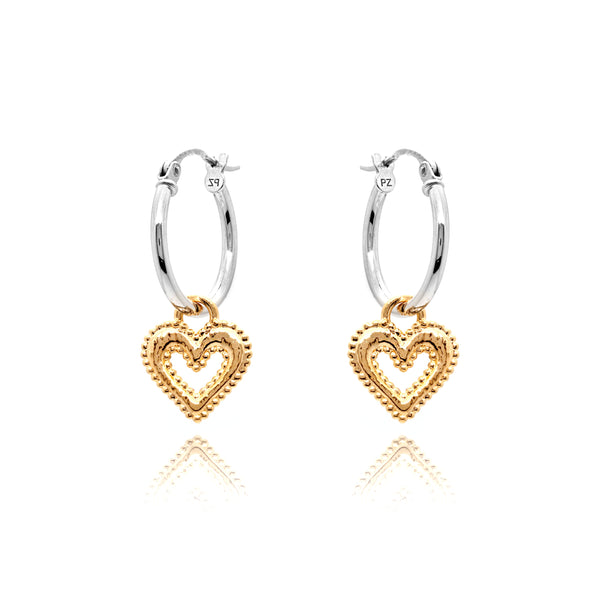 Open Heart Charm Hoop Earrings
