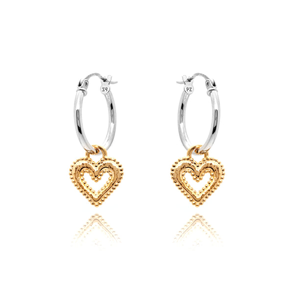 Open Heart Charm Hoop Earrings