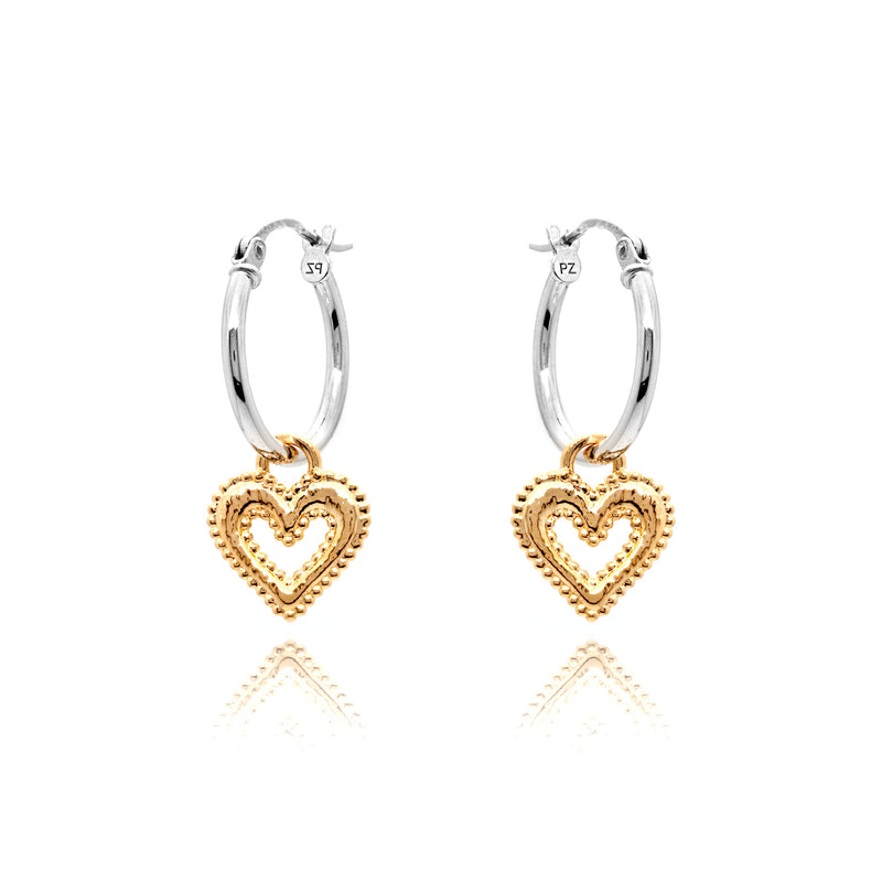Open Heart Charm Hoop Earrings