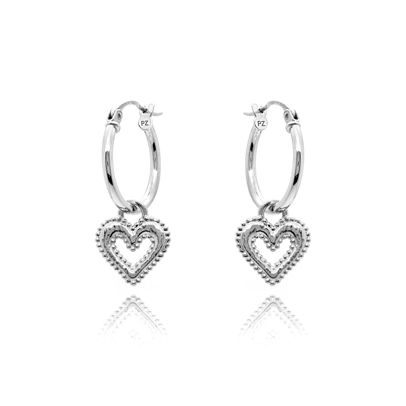 Open Heart Charm Hoop Earrings