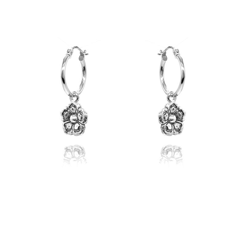 Mallow Floral Charm Hoop Earrings