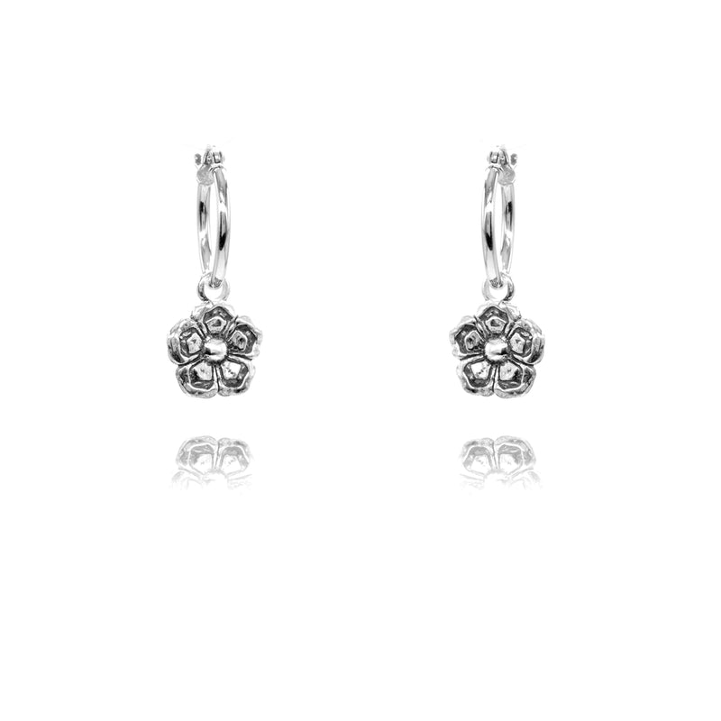 Mallow Floral Charm Hoop Earrings