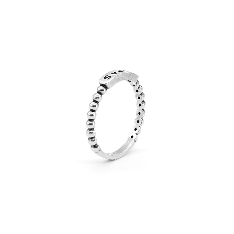 Engravable Tag Beaded Ring