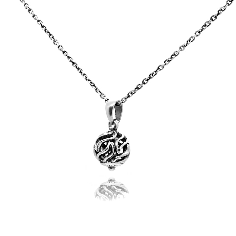 Men's Sterling Silver Filigree Ball Pendant Necklace - Danny Newfeld Collection
