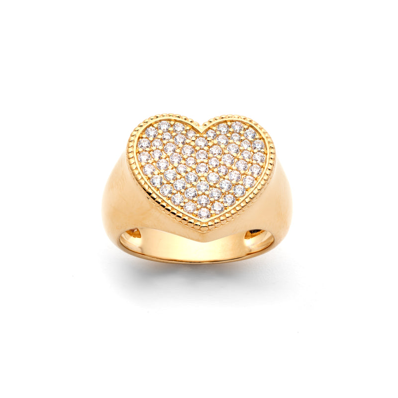 Gemstones Heart Signet Ring