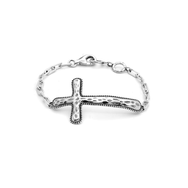 Hammered Cross Bracelet