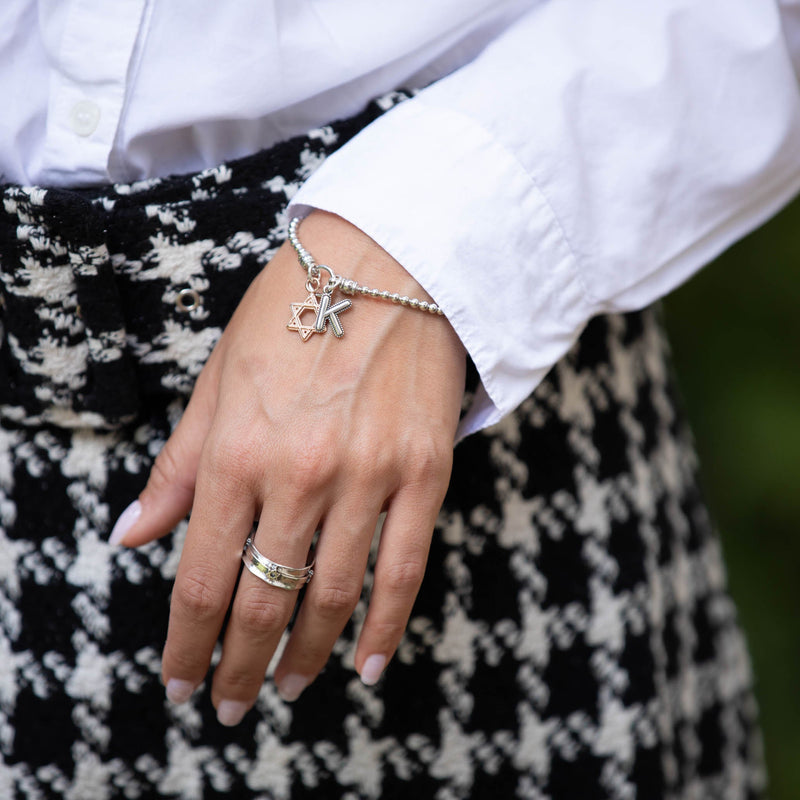 Stretch Charm Bracelet with Star of David and Alphabet Charms