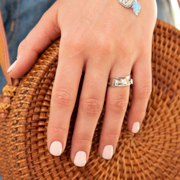 Set of Hamsa Spinner Ring and Hoop Earrings