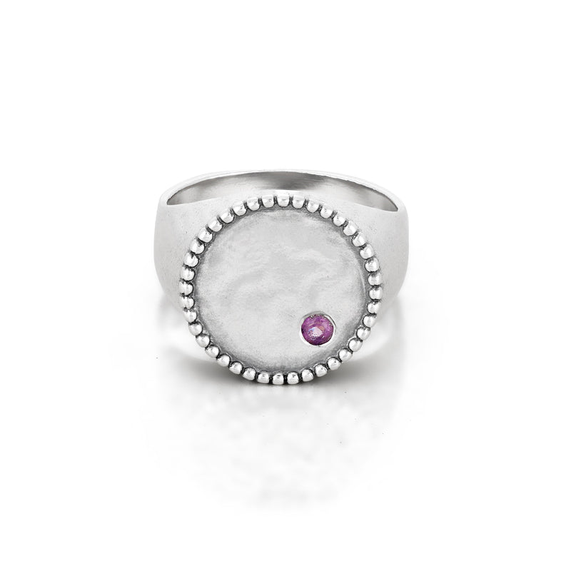 Birthstone Engravable Signet Ring Sterling Silver - Danny Newfeld Collection