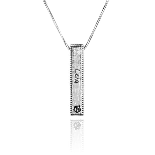 Engravable Bar Pendant Necklace Sterling Silver - Danny Newfeld Collection