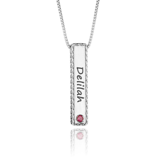 Birthstone Engravable Pendant necklace Sterling Silver - Danny Newfeld Collection