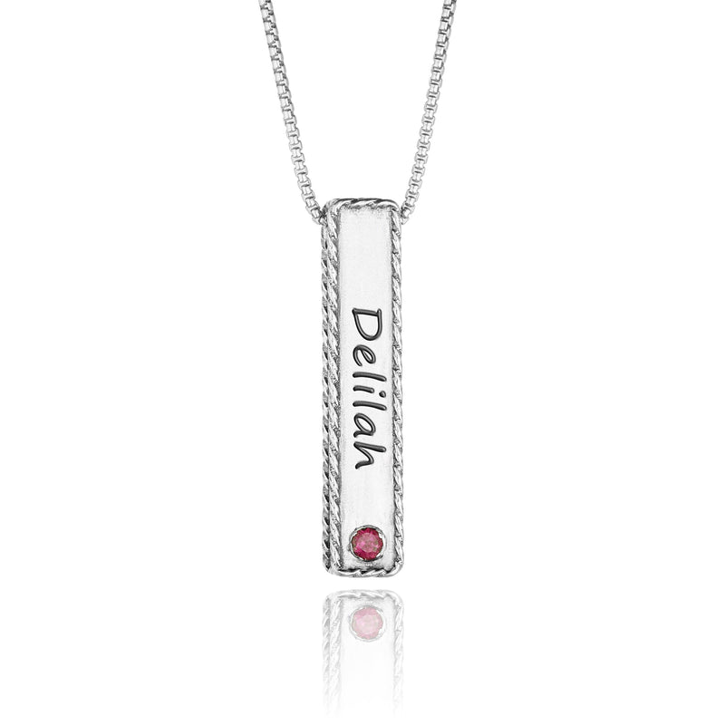 Birthstone Engravable Pendant necklace Sterling Silver - Danny Newfeld Collection