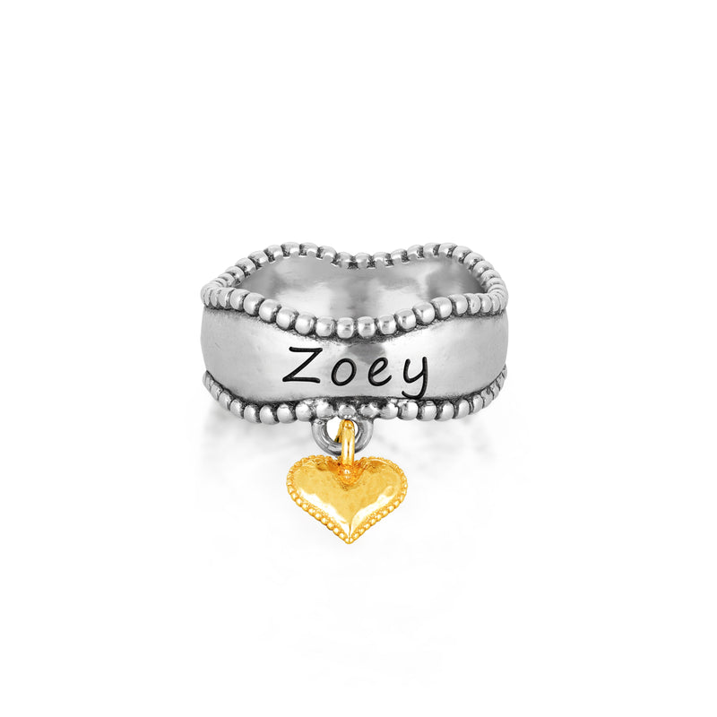 Engravable Heart-Charm Ring