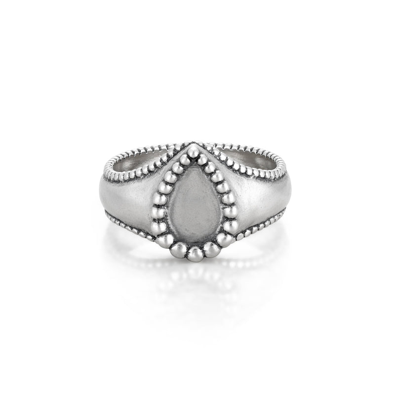 Engravable Teardrop Ring Sterling Silver - Danny Newfeld Collection