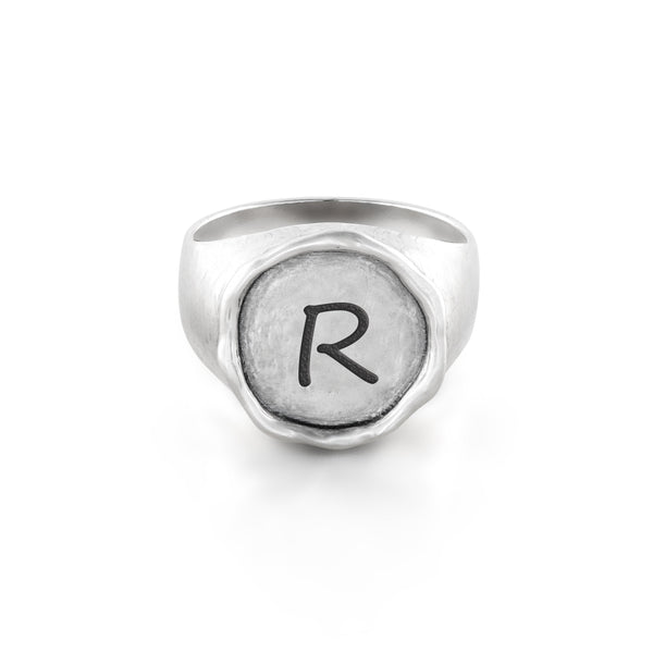 Sterling Silver Engravable Round Signet Ring - Danny Newfeld Collection