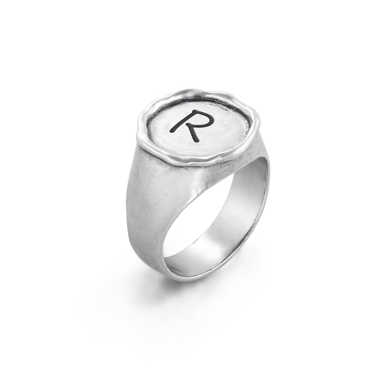 Sterling Silver Engravable Round Signet Ring - Danny Newfeld Collection