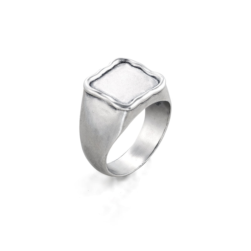 Engravable Square Signet Ring Sterling Silver - Danny Newfeld Collection