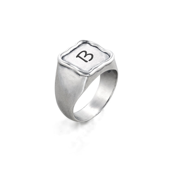 Engravable Square Signet Ring Sterling Silver - Danny Newfeld Collection