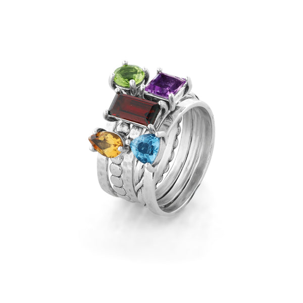 Gemstone Stack Ring Sterling Silver - Danny Newfeld Collection