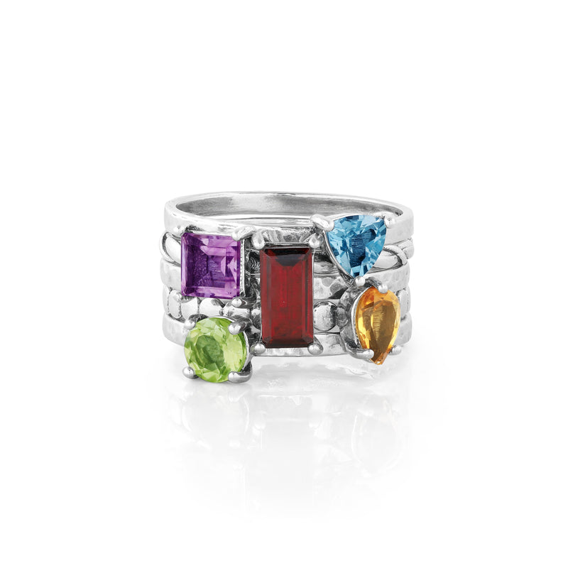 Gemstone Stack Ring Sterling Silver - Danny Newfeld Collection