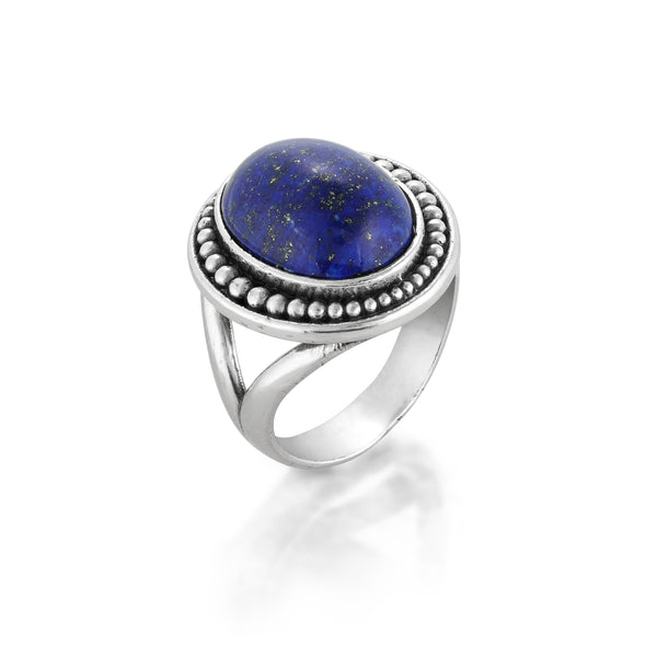 Lapis Gemstone Solitare Ring Sterling Silver - Danny Newfeld Collection