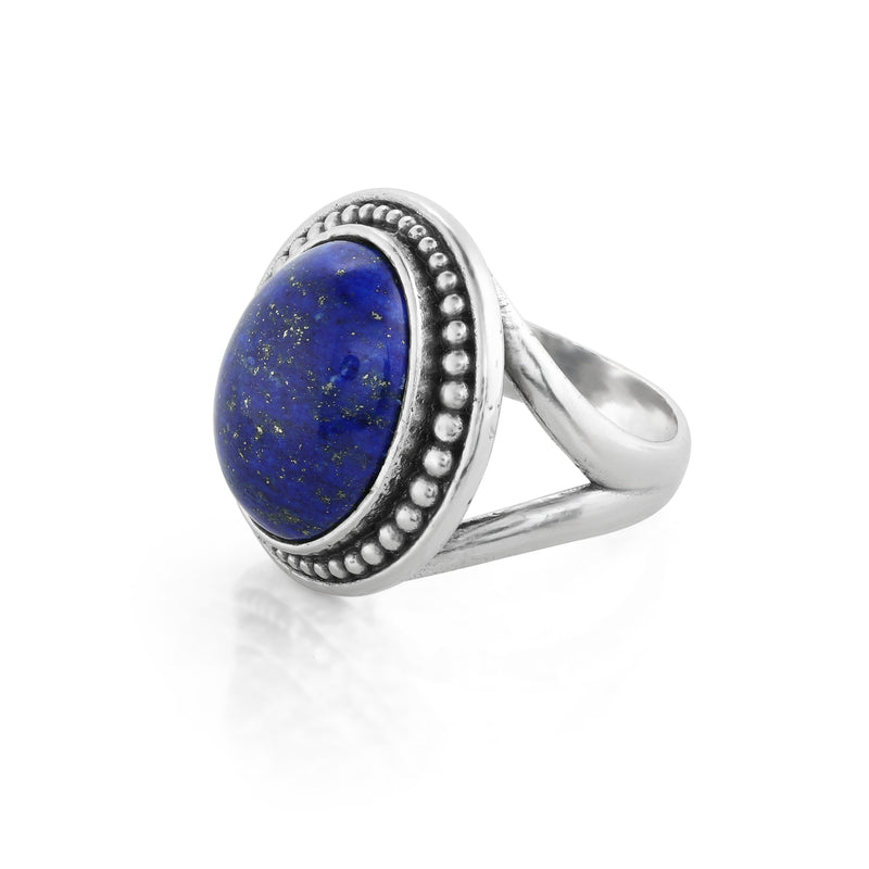 Lapis Gemstone Solitare Ring Sterling Silver - Danny Newfeld Collection