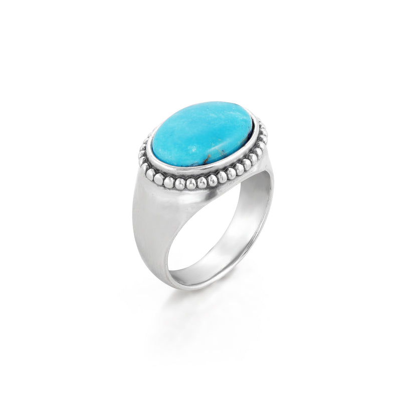 Turquoise Gemstone Solitaire Ring Sterling Silver - Danny Newfeld Collection