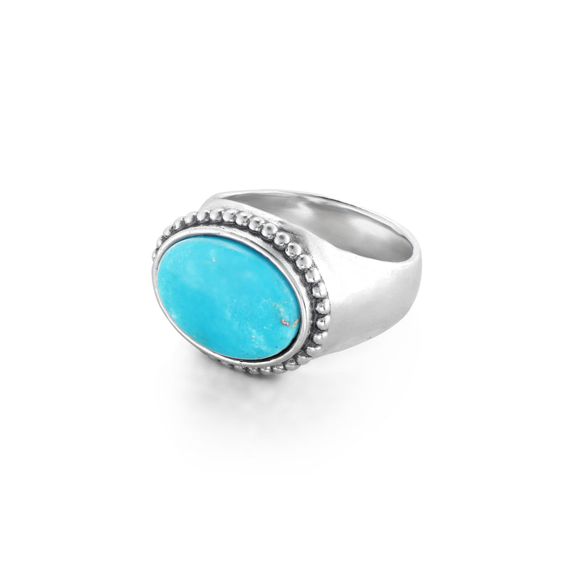 Turquoise Gemstone Solitaire Ring Sterling Silver - Danny Newfeld Collection