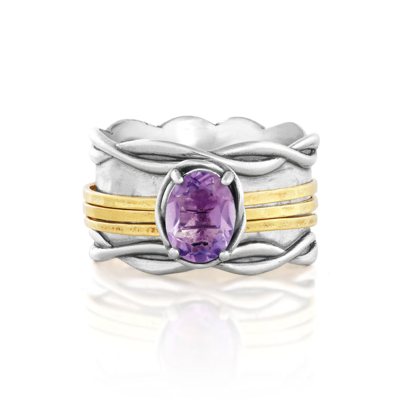 Spinner ring with Amethyst Gemstone Sterling Silver - Danny Newfeld Collection