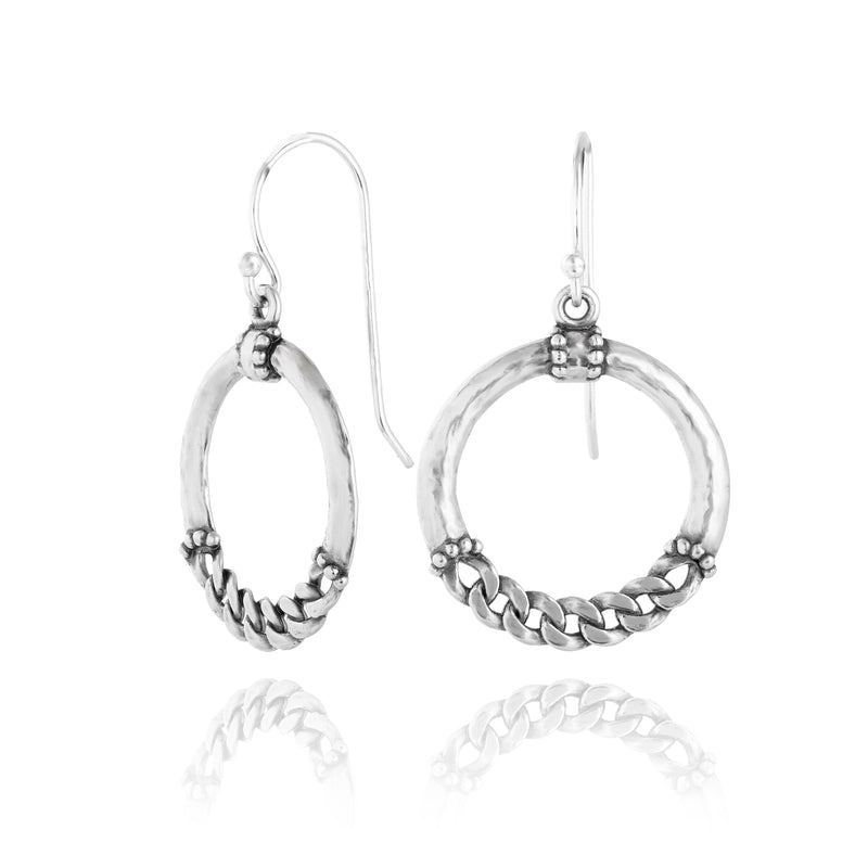 Hoop Designed Earrings Sterling Silver - Danny Newfeld Collection