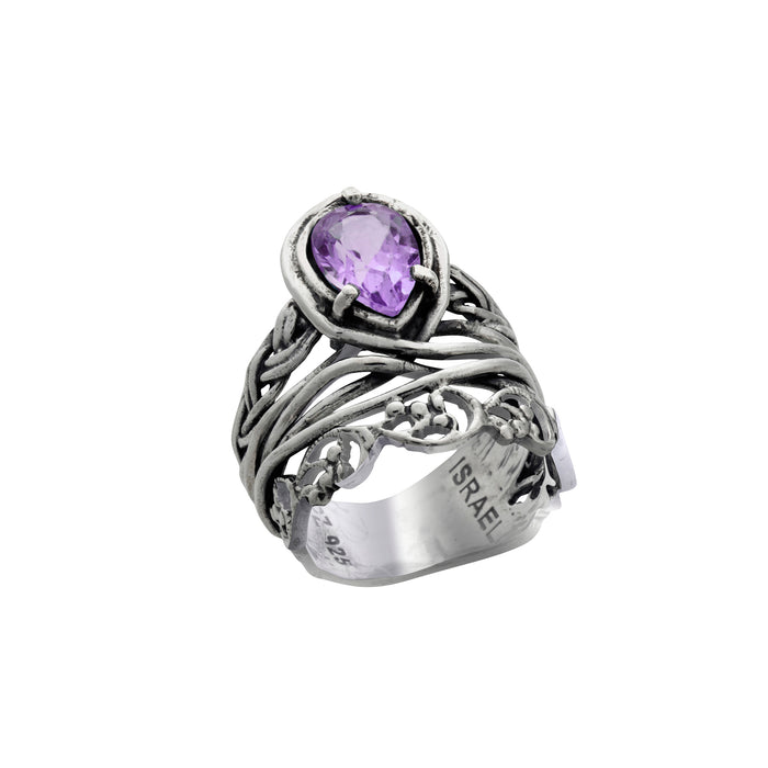 Danny Newfeld Jewelry Pear shaped amethyst silver ring