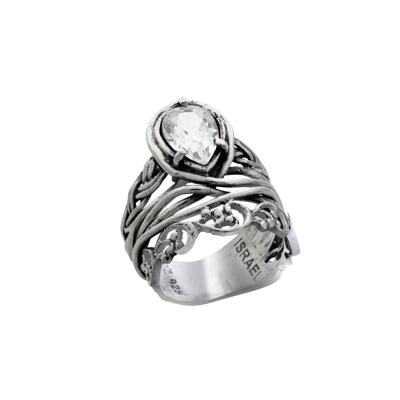 Pear shaped clearance silver ring