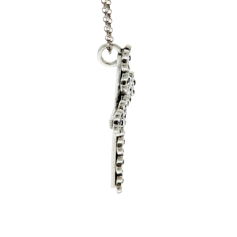 Gemstone Floral Cross Pendant Necklace