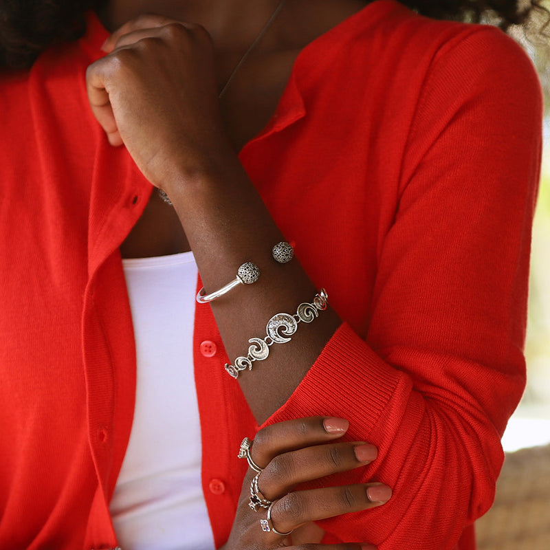 Lace Bead Cuff Sterling Silver - Danny Newfeld Collection