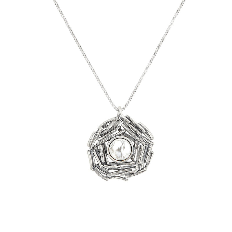 Textured Nest Design Gemstone Necklace