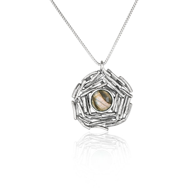 Textured Nest Design Gemstone Necklace