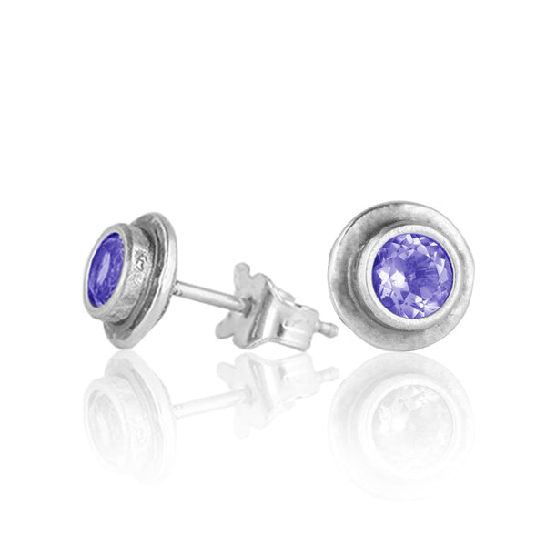 Gemstone Flushed Border Earrings Sterling Silver - Danny Newfeld Collection