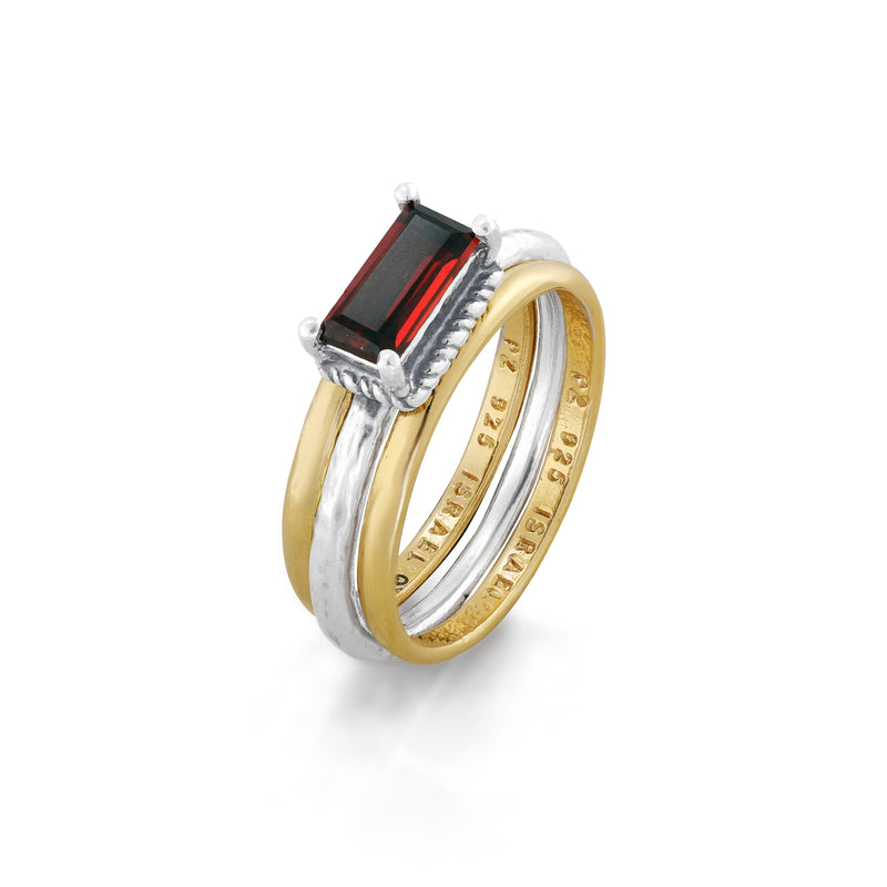 Garnet Gemstone Stack Rings Sterling Silver - Danny Newfeld Collection