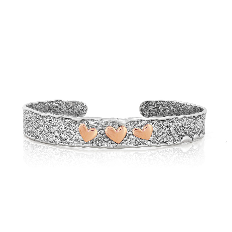Triple Heart Cuff Bracelet Sterling Silver - Danny Newfeld Collection