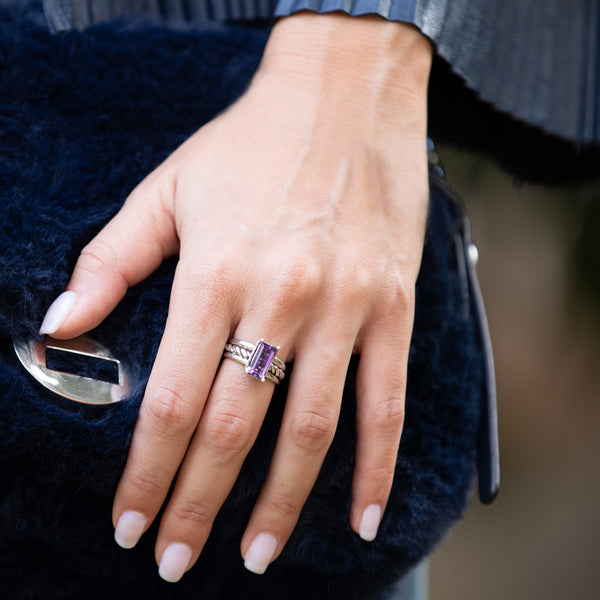 Amethyst Gemstone Stacking Ring