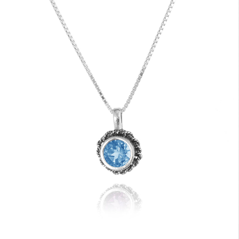 Braided Gemstone Solitaire Pendant Sterling Silver - Danny Newfeld Collection