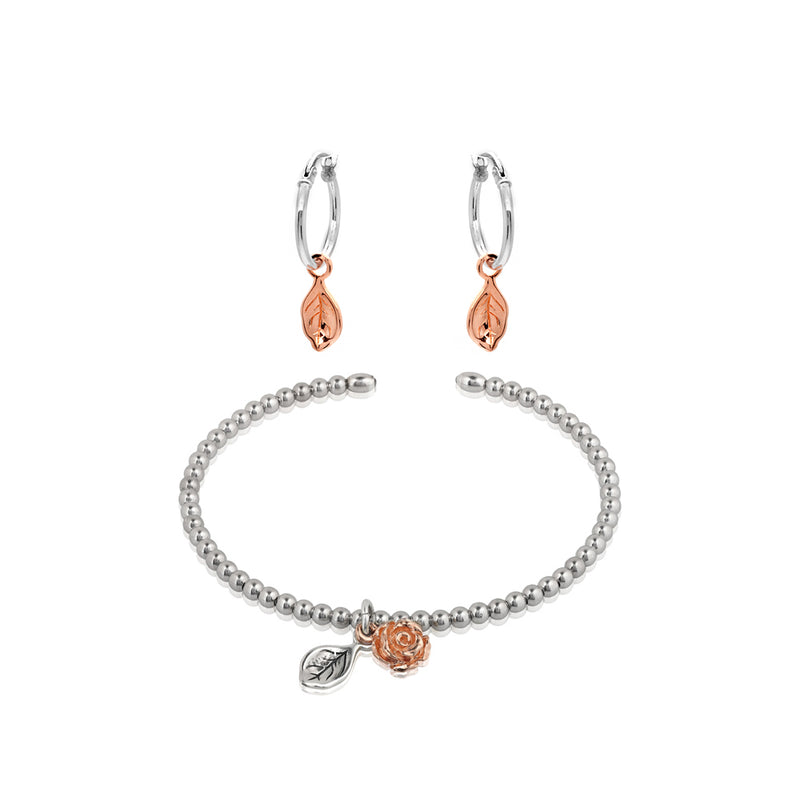 Leaf Charm Earrings and Bracelet Set