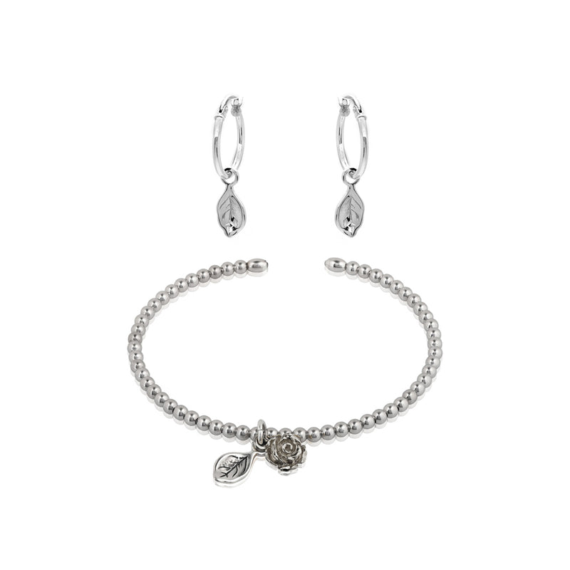 Leaf Charm Earrings and Bracelet Set
