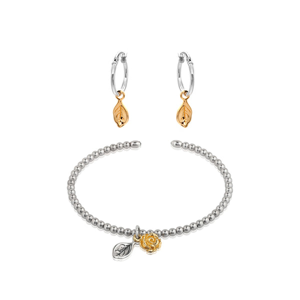 Leaf Charm Earrings and Bracelet Set