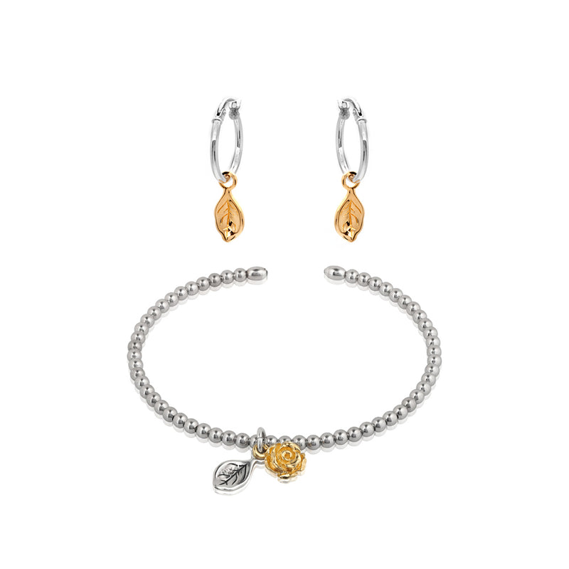 Leaf Charm Earrings and Bracelet Set