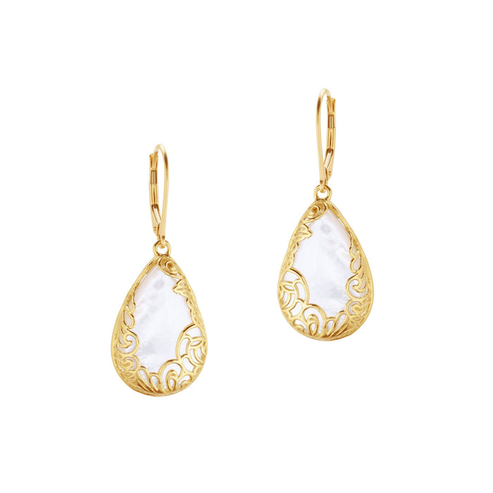 Danny Newfeld Jewelry  14K Solid Gold Lace Pearl Drop Earrings