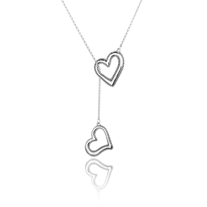 Double Heart Sliding Necklace Sterling Silver - Danny Newfeld Collection
