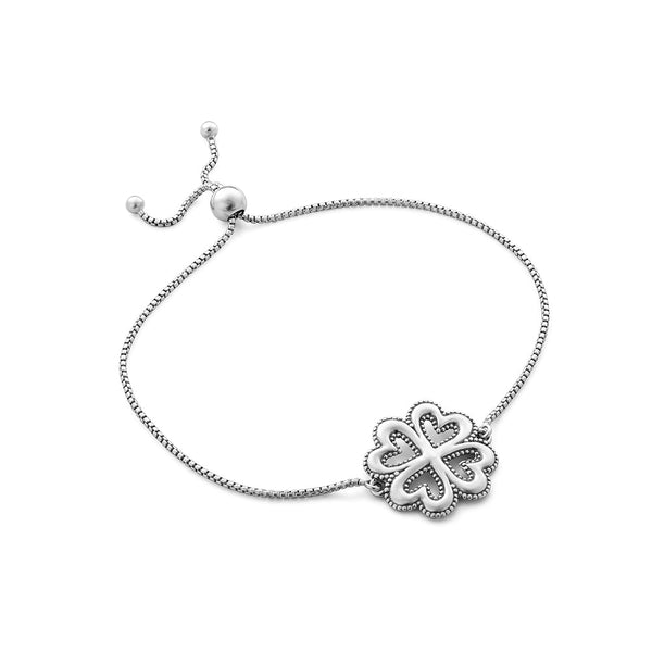 Heart and Clover Slider Bracelet Sterling Silver - Danny Newfeld Collection